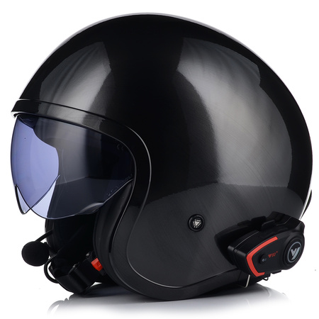 KASK MOTOCYKLOWY LS2 OF599 SPITFIRE JEANS TITAN + INTERKOM VITO BLUETOOTH