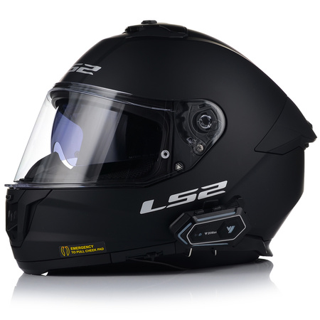 KASK MOTOCYKLOWY LS2 FF808 STREAM II CZARNY MAT BLENDA + INTERKOM BLUETOOTH