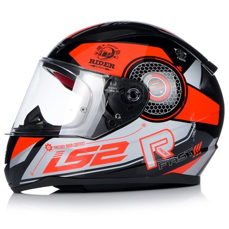 KASK LS2 FF353 RAPID STRATUS BLACK RED SILVER XXL