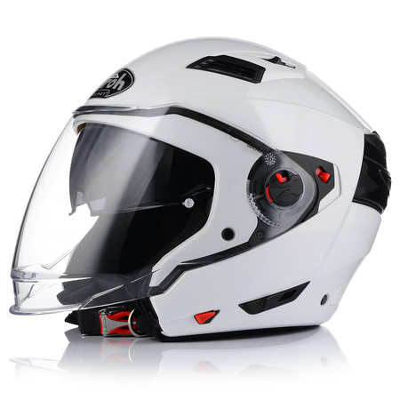 KASK MOTOCYKLOWY OTWARTY 2w1 AIROH EXECUTIVE BIAŁY ODPINANA SZCZĘKA +BLENDA