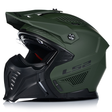 KASK MOTOCYKLOWY 4w1 LS2 OF606 MILI ODPINANA SZCZĘKA + DASZEK + 2xSZYBA