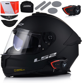 KASK MOTOCYKLOWY LS2 FF808 STREAM II CZARNY MAT BLENDA + INTERKOM BLUETOOTH