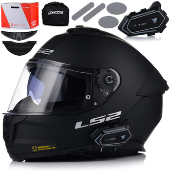 KASK MOTOCYKLOWY LS2 FF808 STREAM II CZARNY MAT BLENDA + INTERKOM BLUETOOTH