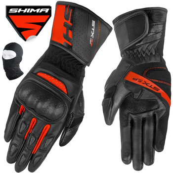 RĘKAWICE MOTOCYKLOWE | SHIMA STX 2.0 RED | DAMSKIE SKÓRZANE DŁUGIE +GRATIS