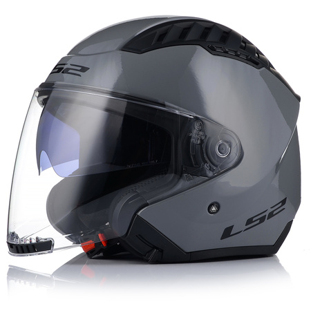 OTWARTY KASK MOTOCYKLOWY LS2 OF600 COOPTER II SZARY POŁYSK 22.06 + BLENDA