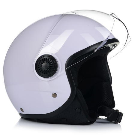 KASK MOTOCYKLOWY OTWARTY | VITO LORETO | BIAŁY POŁYSK SKUTER CHOPPER ECE 22.06