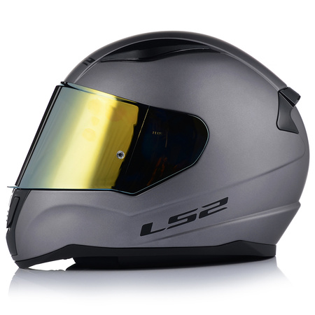 KASK MOTOCYKLOWY LS2 FF353 RAPID II SZARY MAT ECE 22.06 + ZŁOTA SZYBA