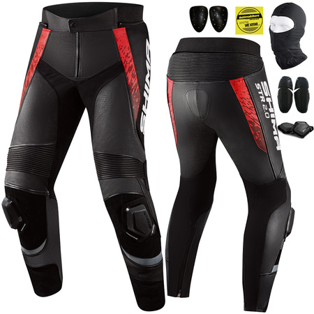 SPODNIE MOTOCYKLOWE | SHIMA STR 2.0 RED | MĘSKIE SKÓRZANE SPORTOWE + GRATIS