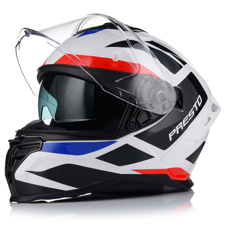 KASK MOTOCYKLOWY | VITO PRESTO | BIAŁY INTEGRALNY SYSTEM PINLOCK + BLENDA