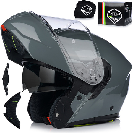 KASK MOTOCYKLOWY | VITO FURIO NARDO GREY | SZCZĘKOWY SYSTEM PINLOCK +BLENDA 