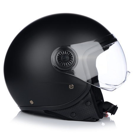 KASK MOTOCYKLOWY OTWARTY | VITO LORETO | CZARNY MAT SKUTER CHOPPER ECE 22.06