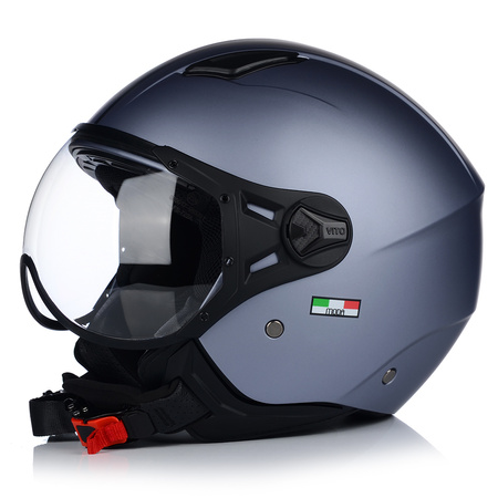 KASK MOTOCYKLOWY OTWARTY | VITO MODA | SZARY MAT SKUTER CHOPPER ECE 22.06 