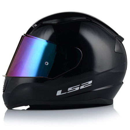 KASK MOTOCYKLOWY LS2 FF353 RAPID II CZARNY POŁYSK ECE 22.06 + TĘCZOWA SZYBA