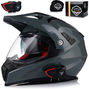 KASK MOTOCYKLOWY VITO MOLINO GREY ENDURO CROSS QUAD ATV + INTERKOM + BLENDA 2XL
