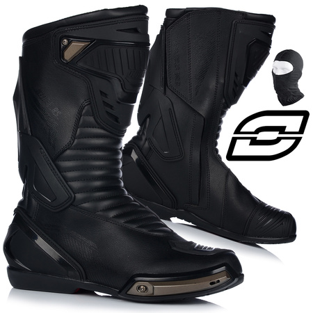 BUTY MOTOCYKLOWE | OZONE RS BLACK | DŁUGIE SKÓRZANE SPORTOWE + GRATISY