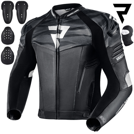KURTKA MOTOCYKLOWA | REBELHORN VANDAL BLACK/WHT| MĘSKA SKÓRZANA + GRATISY