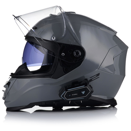 KASK MOTOCYKLOWY LS2 FF800 STORM II SZARY POŁYSK + INTERKOM 1ST BLUETOOTH
