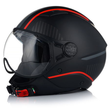 KASK MOTOCYKLOWY OTWARTY VITO LAVORI BLACK/RED XXL