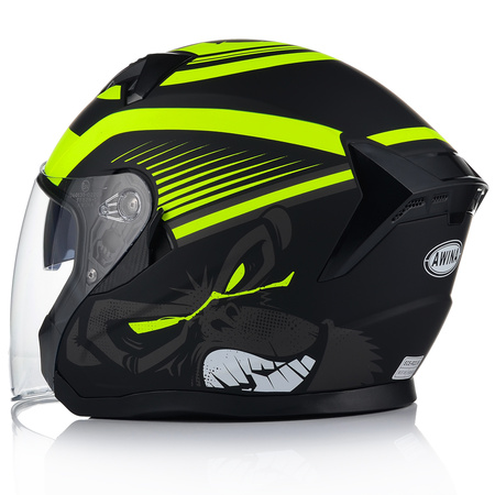 OTWARTY KASK MOTOCYKLOWY FLUO MATT SKUTER CHOPPER ECER 22.06 + BLENDA