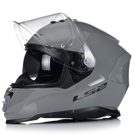 KASK MOTOCYKLOWY LS2 FF800 STORM II SZARY POŁYSK + INTERKOM 1ST BLUETOOTH