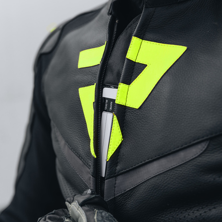 KURTKA MOTOCYKLOWA | REBELHORN FIGHTER FLUO | MĘSKA SKÓRZANA SPORT + GRATIS
