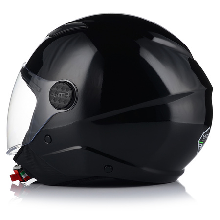 KASK MOTOCYKLOWY OTWARTY | VITO UNO | CZARNY POŁYSK SKUTER CHOPPER ECE 22.06