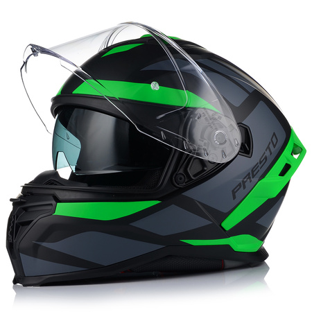 KASK MOTOCYKLOWY | VITO PRESTO GREEN | MATT SYSTEM PINLOCK + BLENDA ECE 06