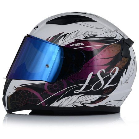KASK MOTOCYKLOWY LS2 FF353 RAPID II BOHO DAMSKI 22.06 + NIEBIESKA SZYBA
