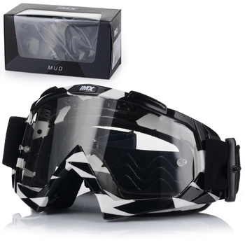 GOGLE MOTOCYKLOWE IMX MUD BIAŁO-CZARNE ANTYPARA ANTIFOG CROSS QUAD ATV