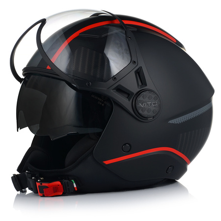 KASK MOTOCYKLOWY OTWARTY VITO LAVORI BLACK/RED XXL