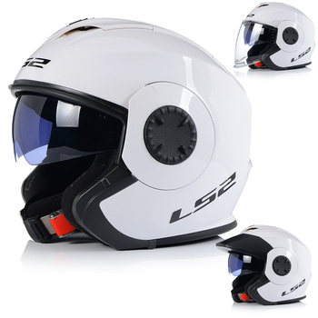 OTWARTY KASK MOTOCYKLOWY LS2 OF570 BIAŁY 3w1 + DASZEK + SZYBA + BLENDA