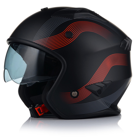 KASK MOTOCYKLOWY | VITO BRUZANO RED | OTWARTY + ODPINANA SZCZĘKA + BLENDA
