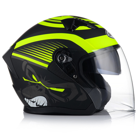 OTWARTY KASK MOTOCYKLOWY FLUO MATT SKUTER CHOPPER ECER 22.06 + BLENDA