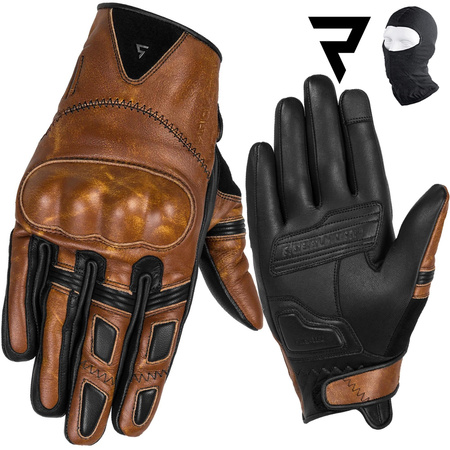 RĘKAWICE MOTOCYKLOWE | REBELHORN THUG II | MĘSKIE KRÓTKIE SKÓRZANE + GRATISY