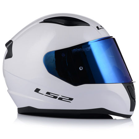 KASK MOTOCYKLOWY LS2 FF353 RAPID II BIAŁY POŁYSK ECE 22.06 + NIEBIESKA SZYBA
