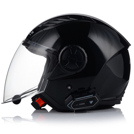 OTWARTY KASK MOTOCYKLOWY LS2 OF616 II CZARNY POŁYSK + INTERKOM  BLUETOOTH 3XL