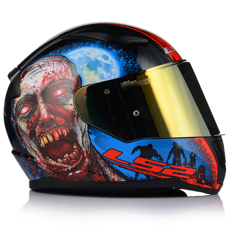 KASK MOTOCYKLOWY LS2 FF353 RAPID II ZOMBIE 06 + ZŁOTA LUSTRZANA SZYBA