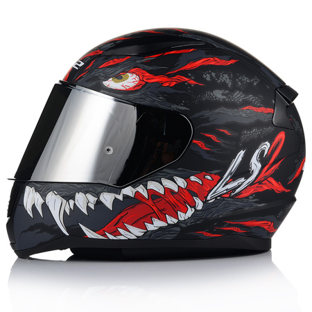 KASK MOTOCYKLOWY LS2 FF353 RAPID II KAIJU 06 + LUSTRZANKA SREBRNA SZYBA