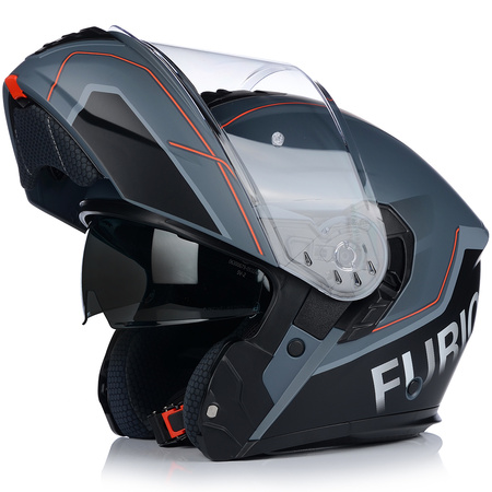 KASK MOTOCYKLOWY | VITO FURIO GREY MAT | BIAŁY SZCZĘKOWY + PINLOCK + BLENDA XL