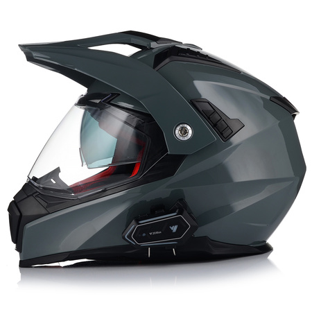 KASK MOTOCYKLOWY VITO MOLINO GREY ENDURO CROSS QUAD ATV + INTERKOM + BLENDA
