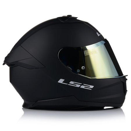 KASK MOTOCYKLOWY LS2 FF808 STREAM II CZARNY MAT BLENDA + LUSTRZANKA ZŁOTA