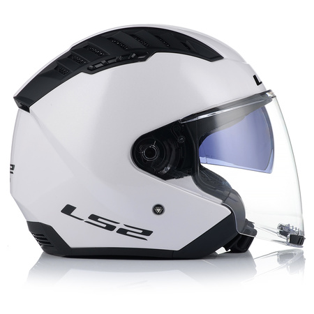 OTWARTY KASK MOTOCYKLOWY LS2 OF600 BIAŁY POŁYSK + INTERKOM BLUETOOTH