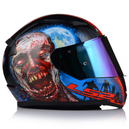 KASK MOTOCYKLOWY LS2 FF353 RAPID II ZOMBIE 06 + LUSTRZANKA TĘCZOWA SZYBA