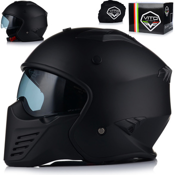 KASK MOTOCYKLOWY | VITO BRUZANO MAT | OTWARTY + ODPINANA SZCZĘKA + BLENDA