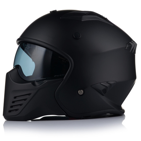 KASK MOTOCYKLOWY OTWARTY | VITO BRUZANO MATT | ODPINANA SZCZĘKA  + 2x SZYBA