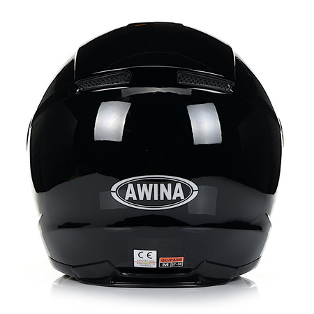 INTEGRALNY KASK MOTOCYKLOWY ZAMKNIĘTY NA MOTOR SKUTER AWINA CZARNY POŁYSK