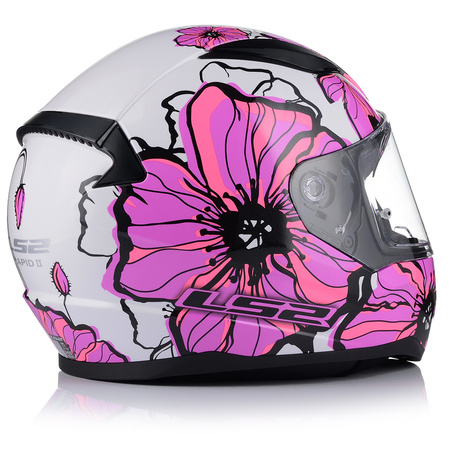 KASK MOTOCYKLOWY LS2 FF353 RAPID II POPPIES DAMSKI RÓŻOWY  + LUSTRZANA SZYBA