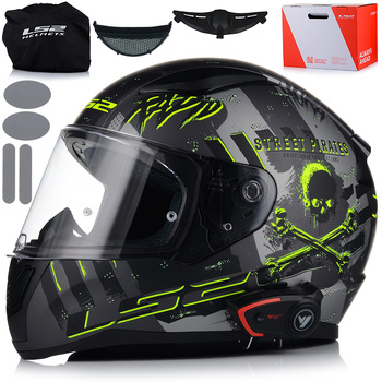 KASK MOTOCYKLOWY LS2 FF353 RAPID II PIRATES MAT + INTERKOM VITO BLUETOOTH