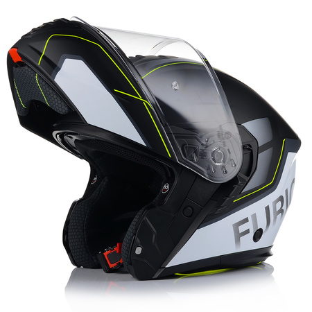 KASK MOTOCYKLOWY VITO FURIO FLUO GREY SZCZĘKOWY + INTERKOM VITO BLUETOOTH 2XL