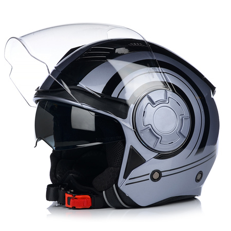 KASK MOTOCYKLOWY | VITO ISOLA GREY | OTWARTY POŁYSK SKUTER CHOPPER + BLENDA